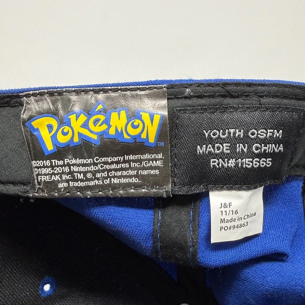 Pokemon Pikachu Youth Snapback Hat Blue Yellow Lightning Bolt OSFM‎ 2016 Cap